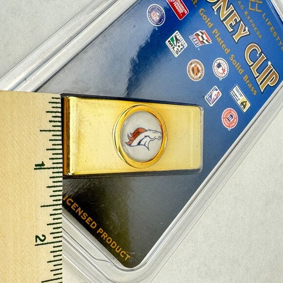 Denver Broncos Money Clip 24Kt Gold Plated Solid Brass NFL By Tag Express NEW - Picture 5 of 5